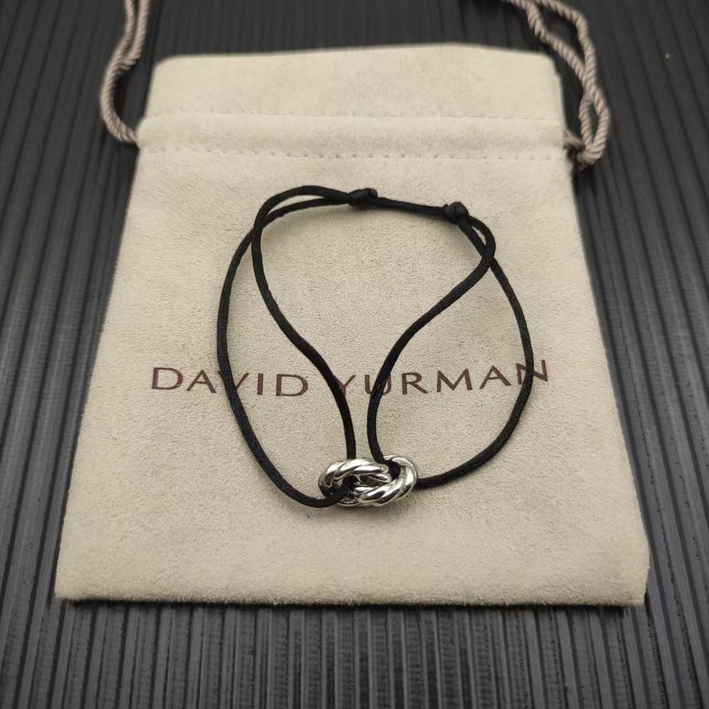 David Yurman - Black Double-Ring Silver Nylon Rope Bracelet